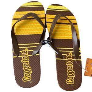 Coppertone Men’s Sz 8-9 Brown Orange Yellow Thong Flip Flop Beach Sandals